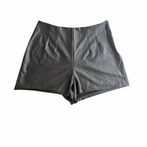 Express Black High-Waist Faux Leather Shorts